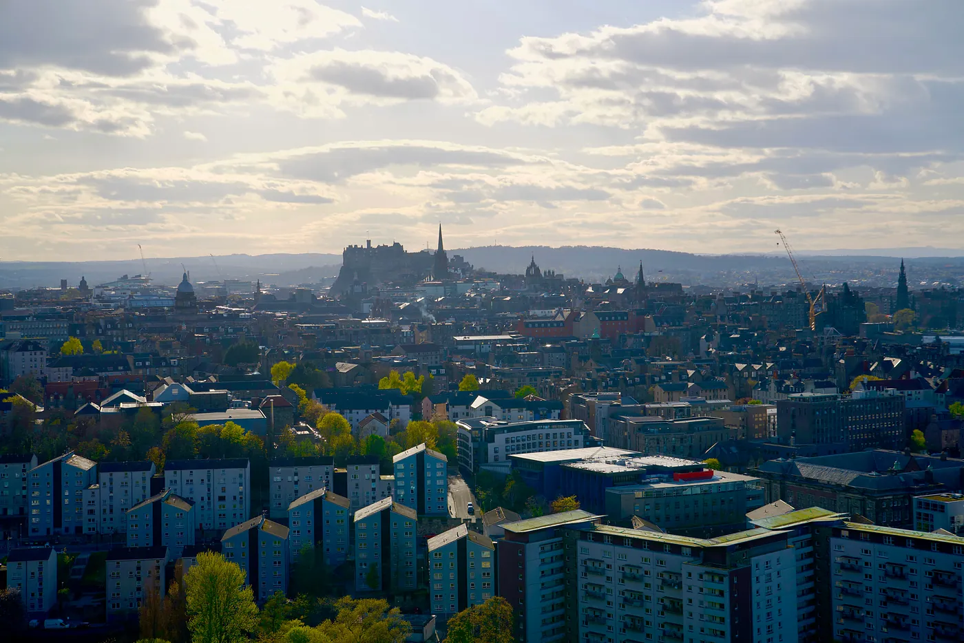 A vista of the Edinburgh's Old Town from the top of the Crags.