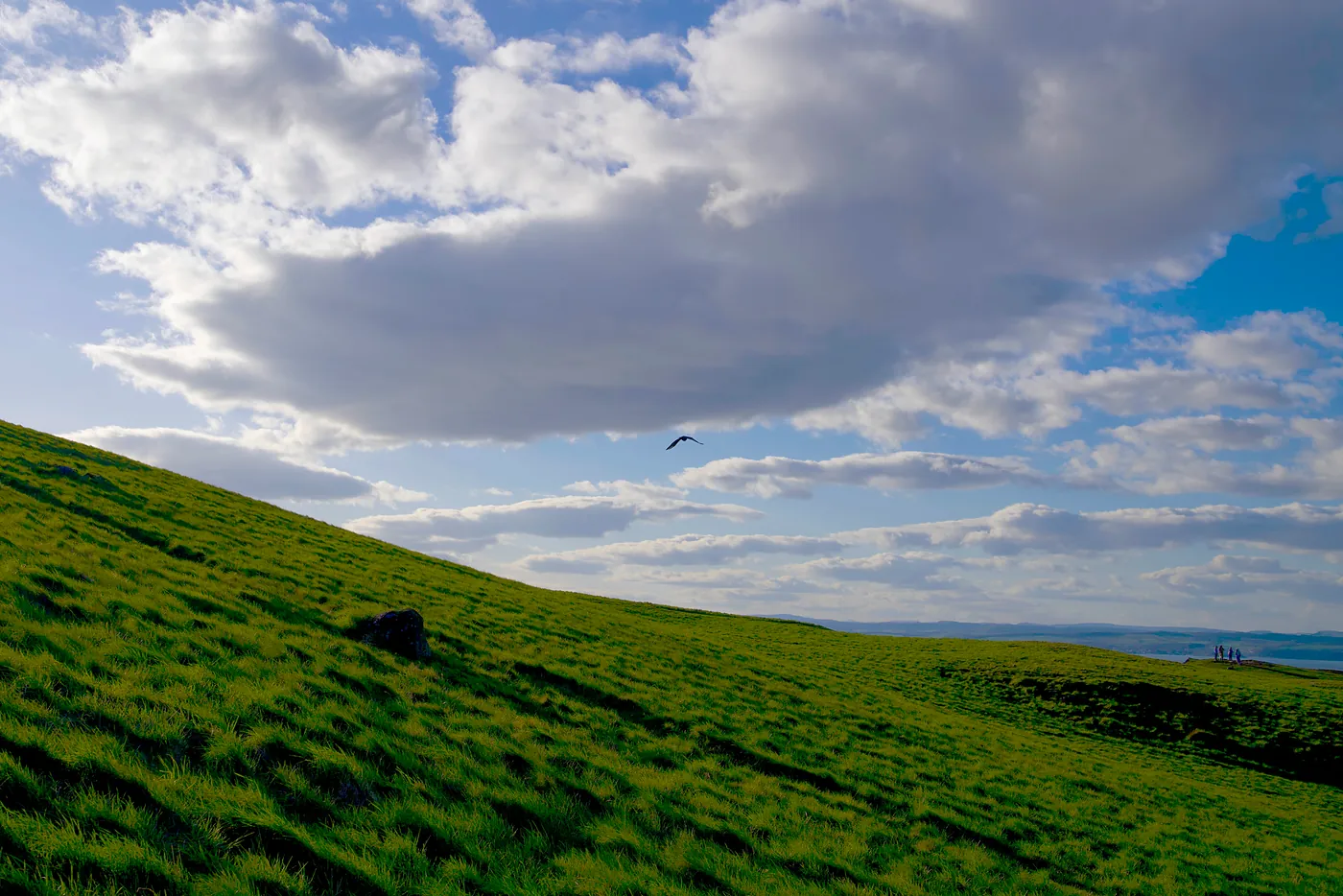 The grassy slopes that blissfully roll over the Crags.