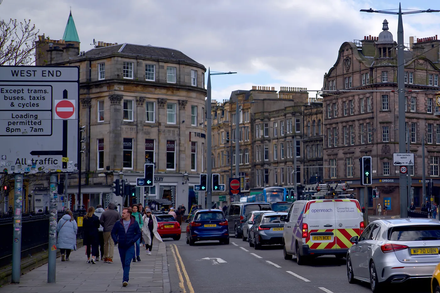 The convergence between the edge of Prince's Street and the beginning of the West End.