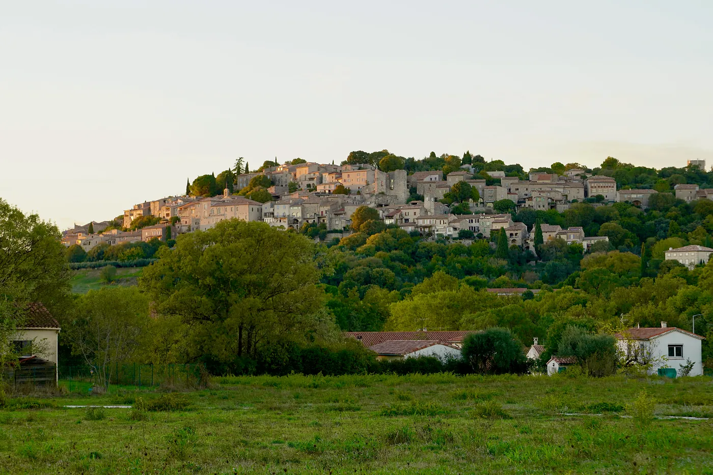 The sun beginning to set over Vézenobres.