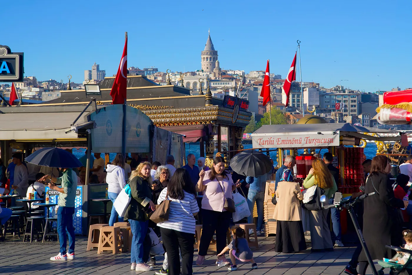 A shot of the Galata tower from Eminönü's outdoor market.