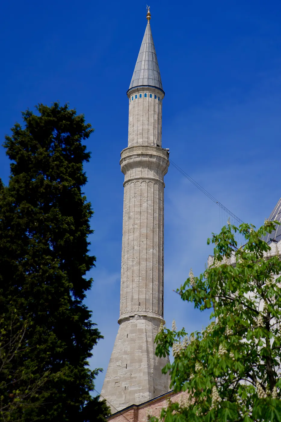 A slightly leaning minaret.